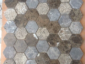 Hexagon Marble Mosaic with Different Finishes 004