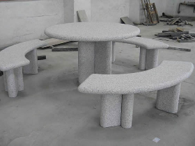 Flamed Granite Table Benche Set