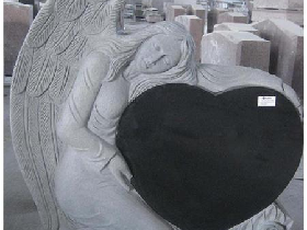 Angel Holding Heart Granite Monument 010