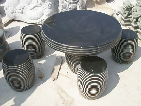 China Black Granite Round Table and Stool