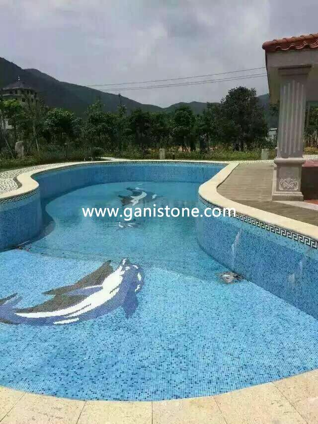 cute colorful dolphin swimming pool glass mosaics