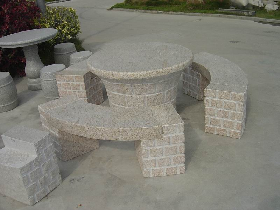 Patio Table and Bench with Brick Design