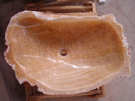 Honey Onyx Vessel Sink with Natural Surface