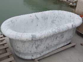 Honed White Marble Bath Tub