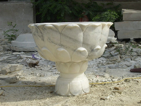Lotus Shape Marble Flower Pot