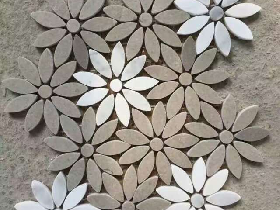 Flower Pattern Non-slip Bathroom Floor Carrara Marble Mosaic Tile
