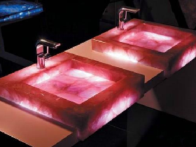 Luxury Rose Quartz Internal Backlit Vanity Basin