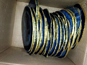Blue Agate Coaster with Gold Rim