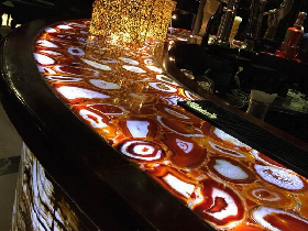 Backlit Agate Bar Counter illuminated with LED Light Panel