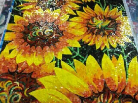 Golden Sunflower Art Mosaic Mural
