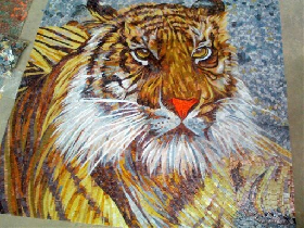 Tiger Art Mosaic Mural
