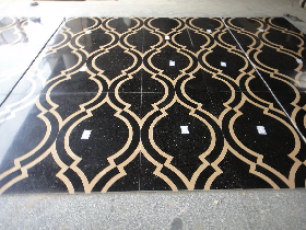 Black Galaxy Granite Waterjet Floor Pattern