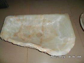 White Onyx Basin with Natural Surface