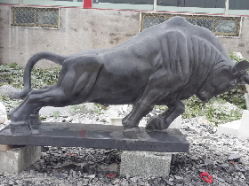 Fighting Bull Stone Sculpture