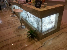 White Crystal Stone Backlit Front Table Panel
