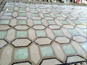 Green Onyx Mixed Marble Lobby Waterjet Inlay