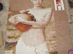 The Girl Holding the Pot Art Mosaic Mural
