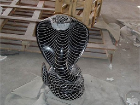 Vivid Cobra Snake Carving in Absolute Black Granite