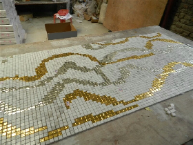 Gold and Silver Glass Mosaic Pattern Wave