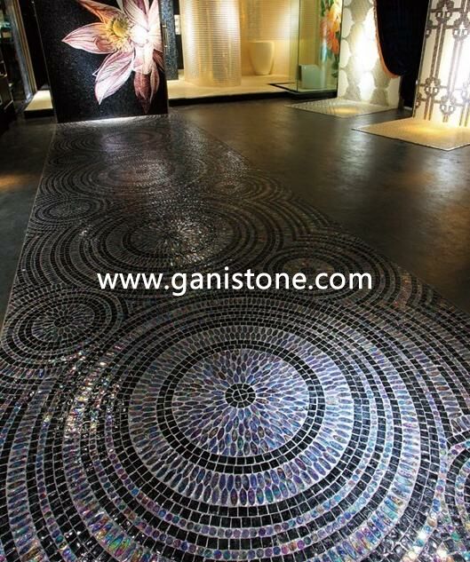 Coloured Glass Mosaic Flooring Circle Pattern