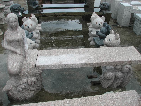 Granite Mermaid Garden Bench