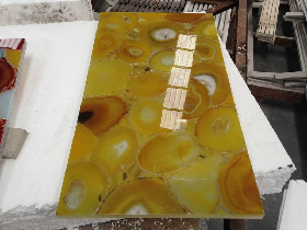 Yellow Agate Glass Backed Tile