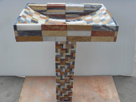 Marble Mosaic Pedestal Sink