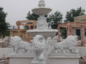 Italian Style Marble Fountain with Lion and Lady Statue