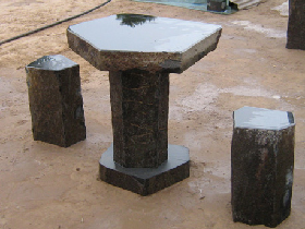 Hexagonal Basalt Column Table and Bench