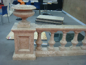 Marble Pedestal Vase on Balustrade Railing