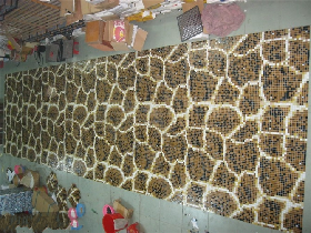 Leopard Skind Gold Foil Glass Mosaic Pattern